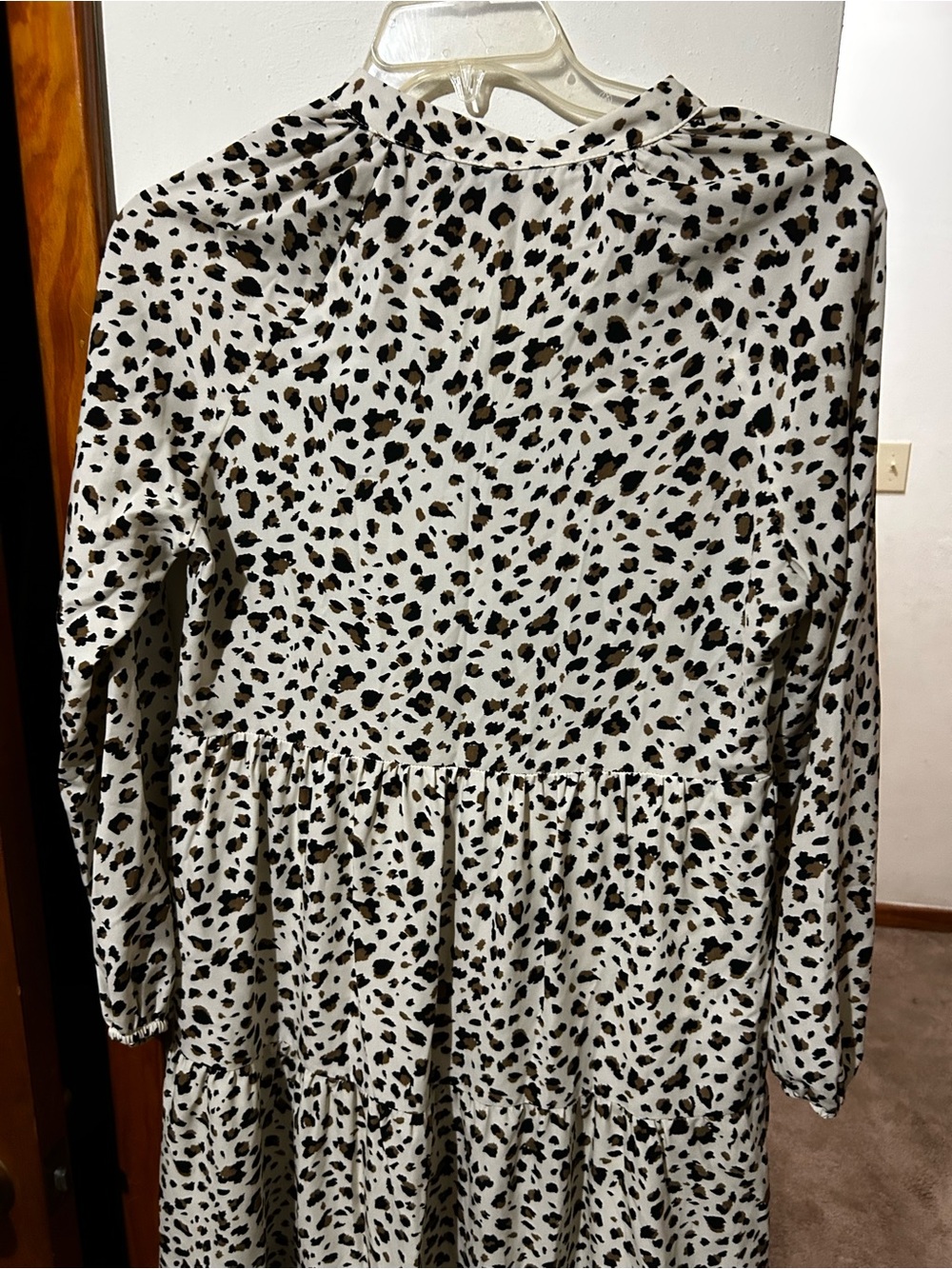Women’s Cream Leopard Print Long Sleeve SundayUp Dress